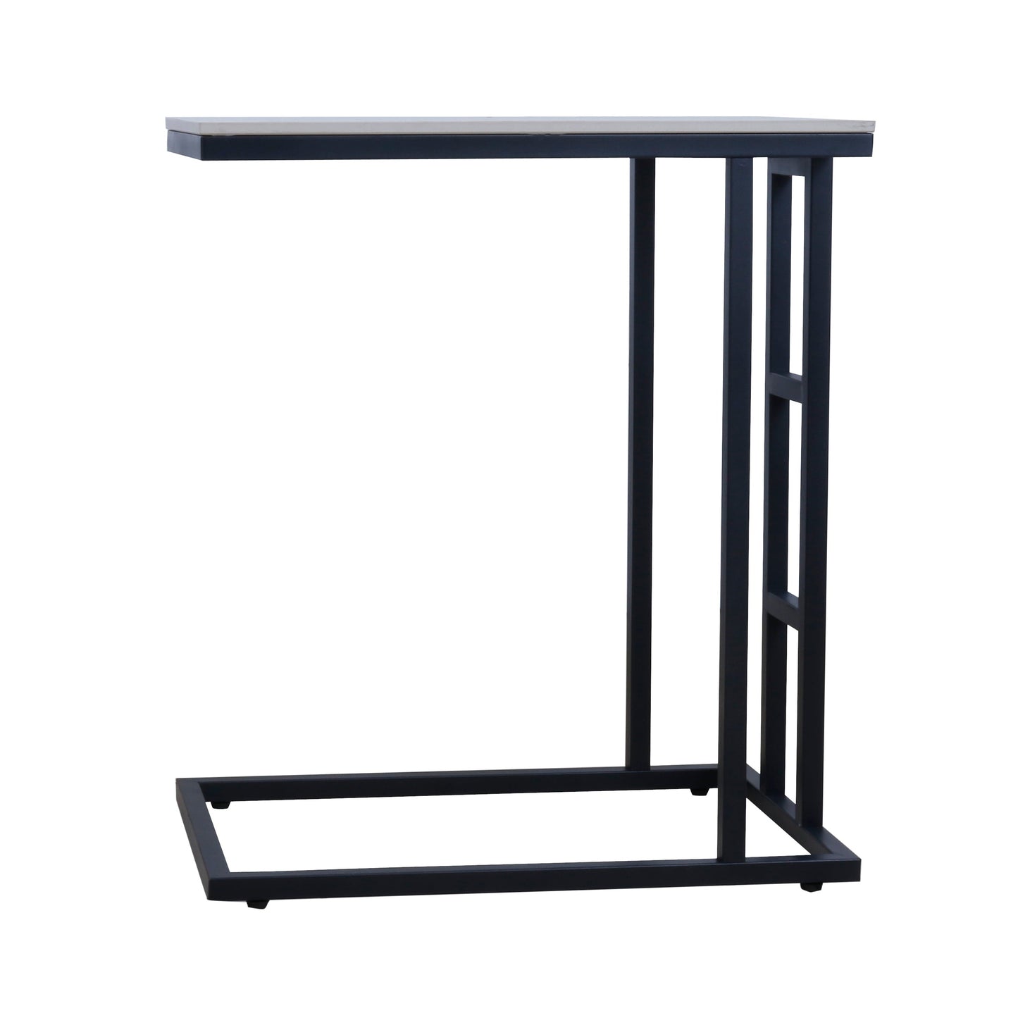Panax Side Table, C Shaped End Table for Couch, Sofa and Bed (Marble White)
