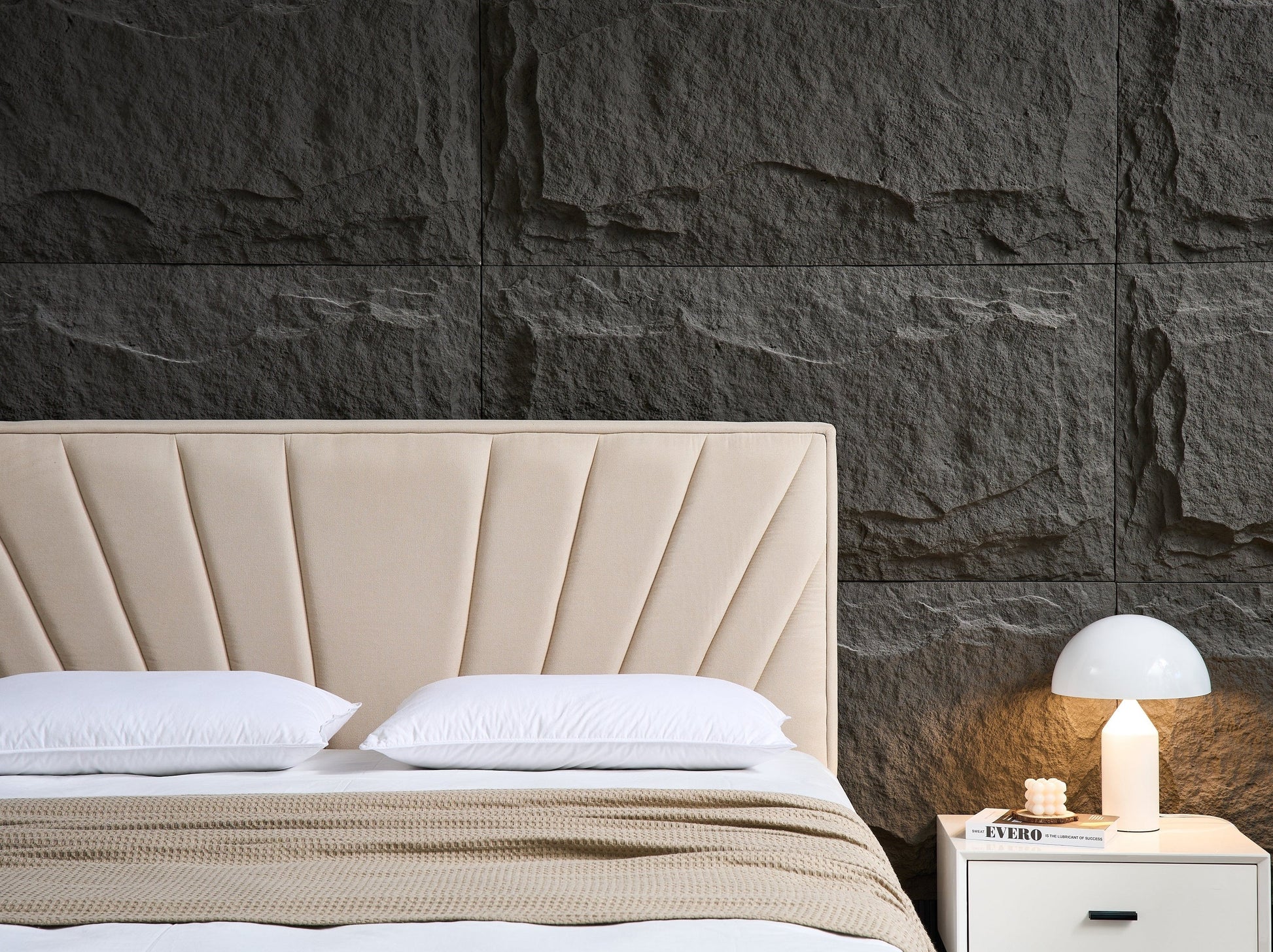 Bed Frame with headboard Beige colour