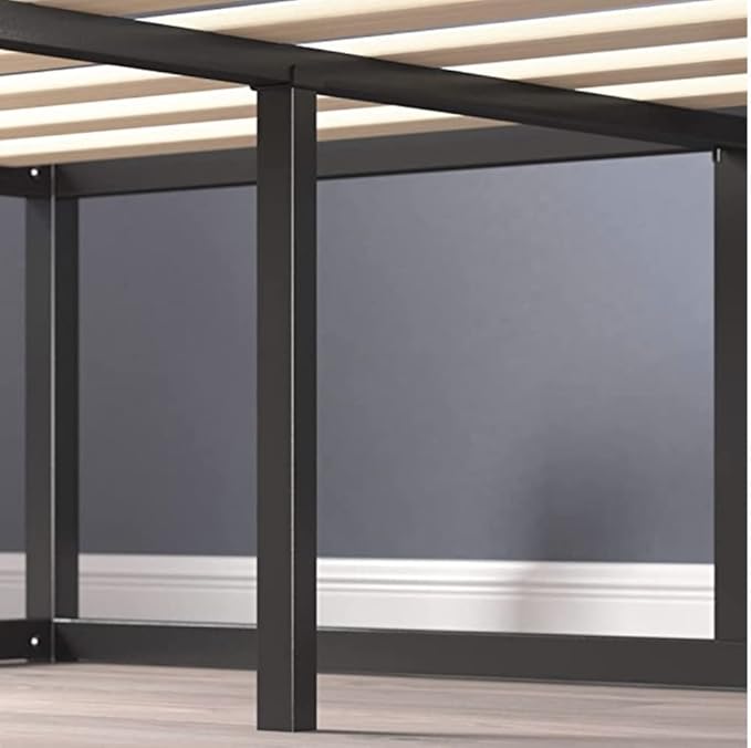 Panax Ben Metal Platform Bed Frame / Mattress Foundation / Wood Slat Support / No Box Spring Needed / Sturdy Steel Structure