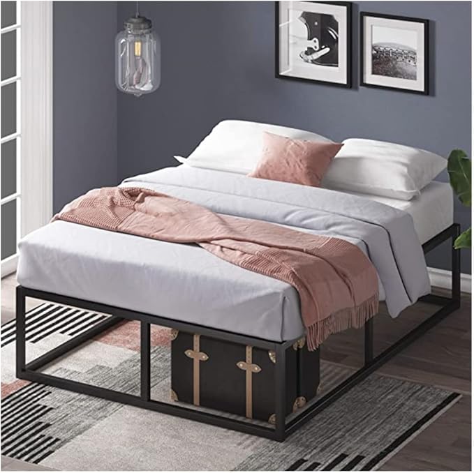 Panax Ben Metal Platform Bed Frame / Mattress Foundation / Wood Slat Support / No Box Spring Needed / Sturdy Steel Structure