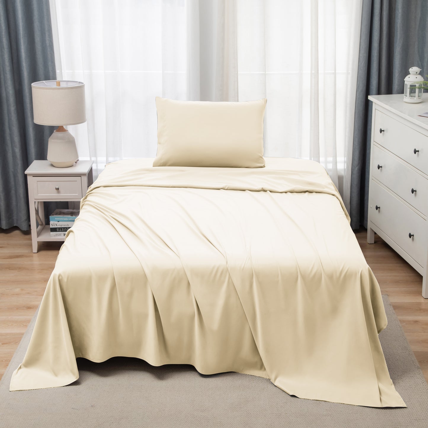 Panax Bedding Multi Size Bed Sheets Set - Brushed Microfiber - Shrinkage and Fade Resistant - Easy Care (Ivory)