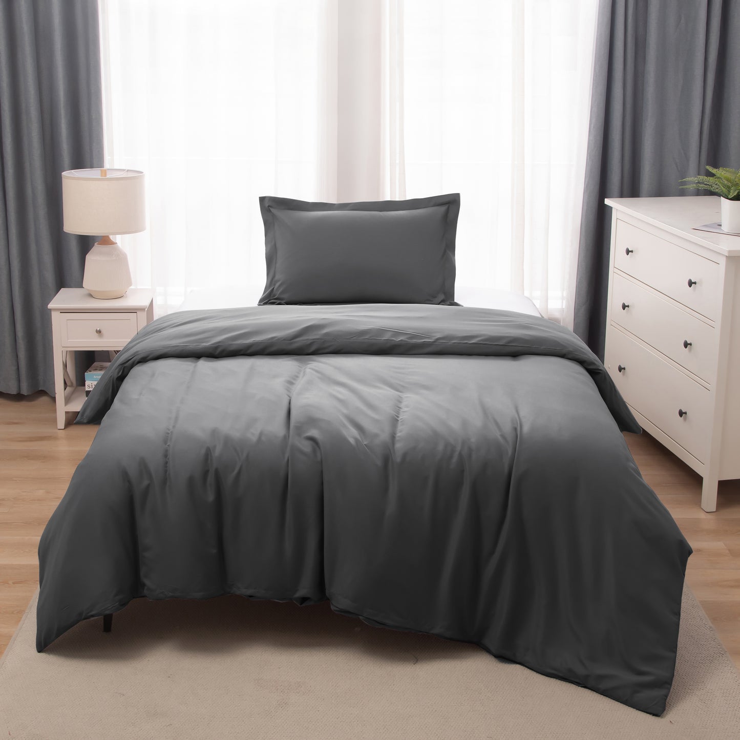 Panax Bedding Premium Microfiber Duvet Cover Set – Multi-Size, Soft, Durable & Easy Care (Dark Grey)