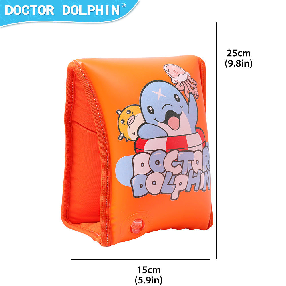 Doctor Dolphin Pool Arm Bands for Ages 3-6 – Bright and Durable Orange Floaties