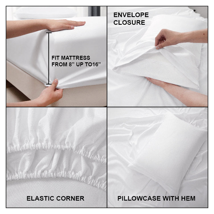 Panax Bedding Multi Size Bed Sheets Set - Brushed Microfiber - Shrinkage and Fade Resistant - Easy Care (White)