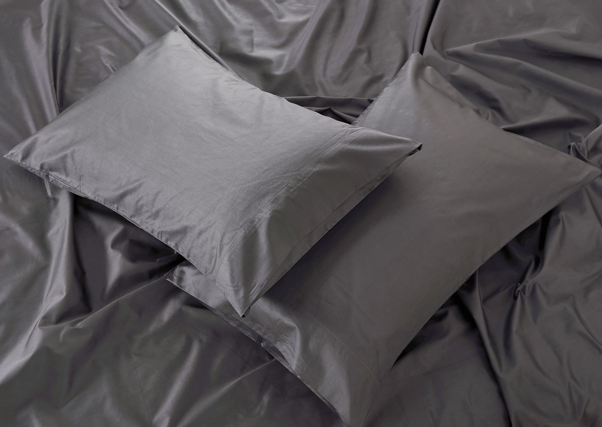 Panax 100% Cotton 80x80s/400TC Luxury Bed Sheet Set with Flat Sheet, Fitted Sheet & Pillowcases (Dark Grey)