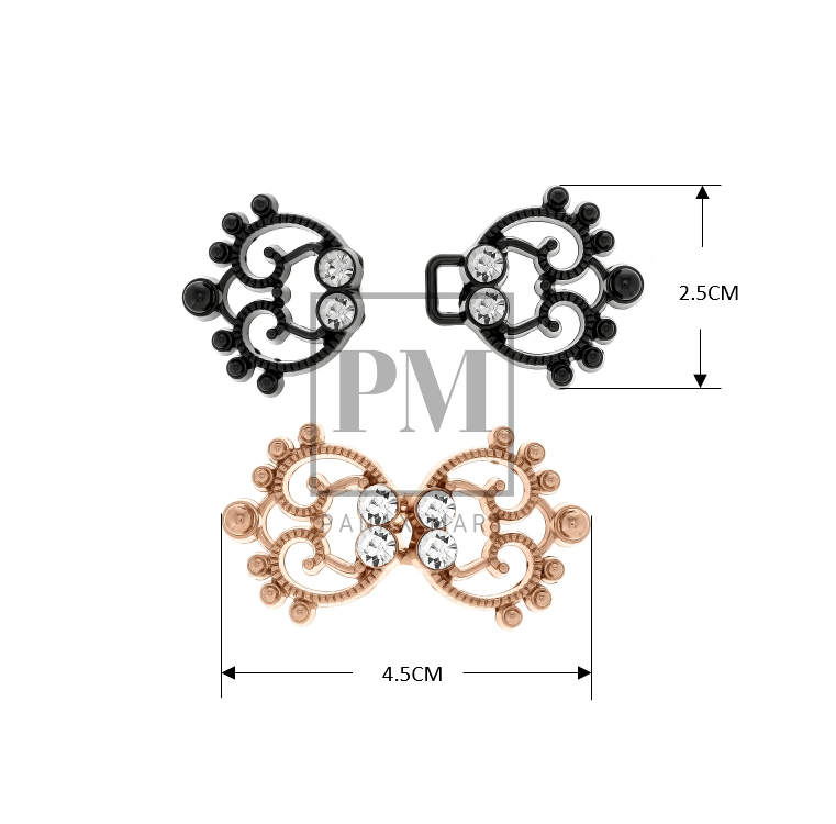 Metal Hook & Eye Fastener/Clasp with Crystals - Panax Mart