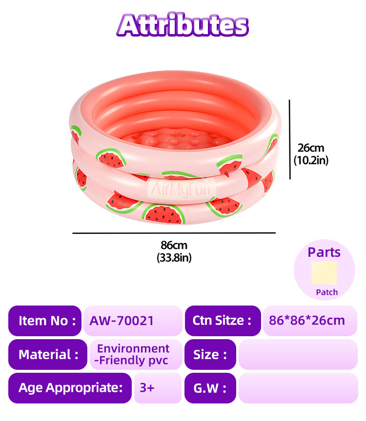 AirMyFun Eco-Friendly Reflexology Design With Watermelon & Pink Play Tub – Three Sizes