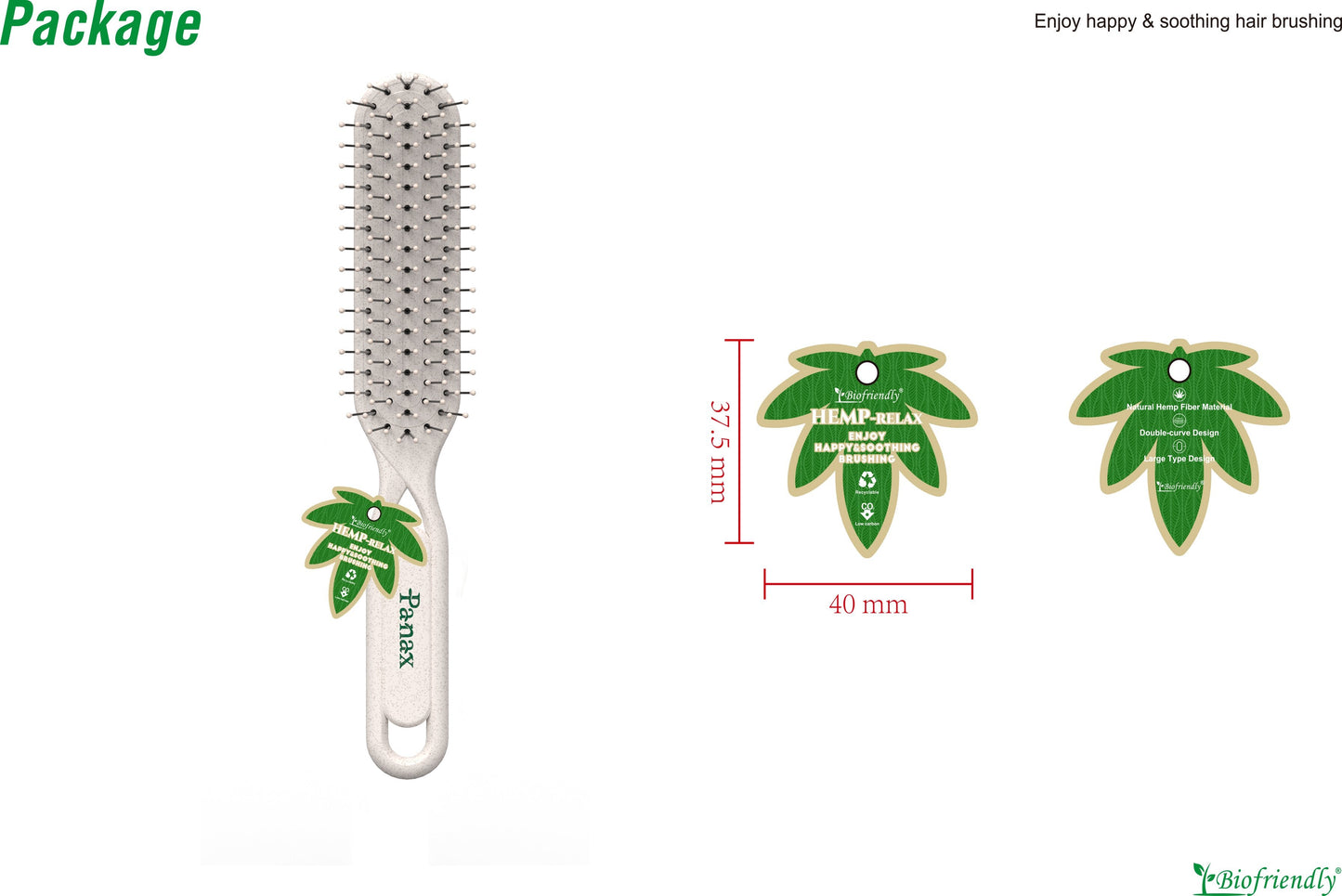 Panax Biodegradable Spiral Brush with Hook - Eco-Friendly Design for Gentle, Efficient Hair Detangling