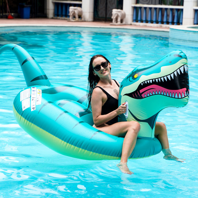 Inflatable Pool Float Ride on Dinosaur Floatie Large Easy Ride Beach Swimming Pool Party Raft Toy for Kids & Adults