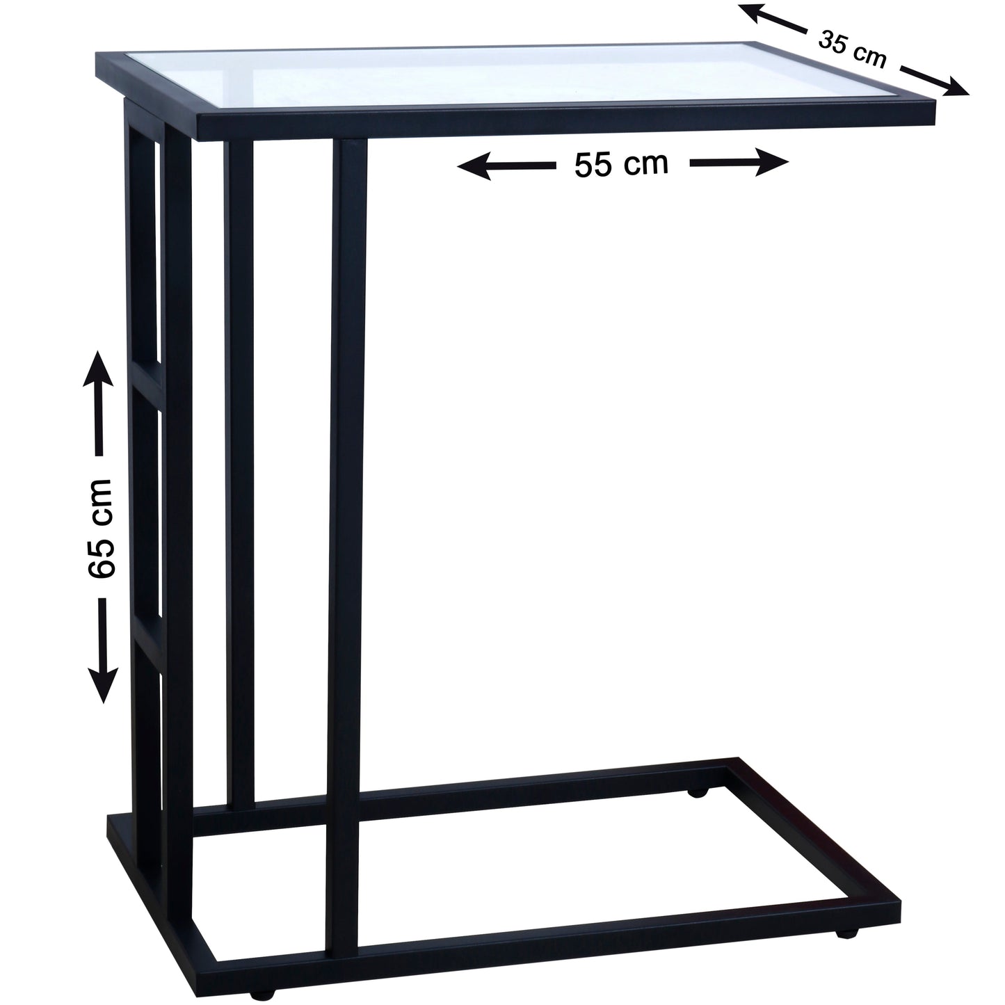 Panax C Shaped End Table, Side Table for Couch and Bed (Transparent Glass)