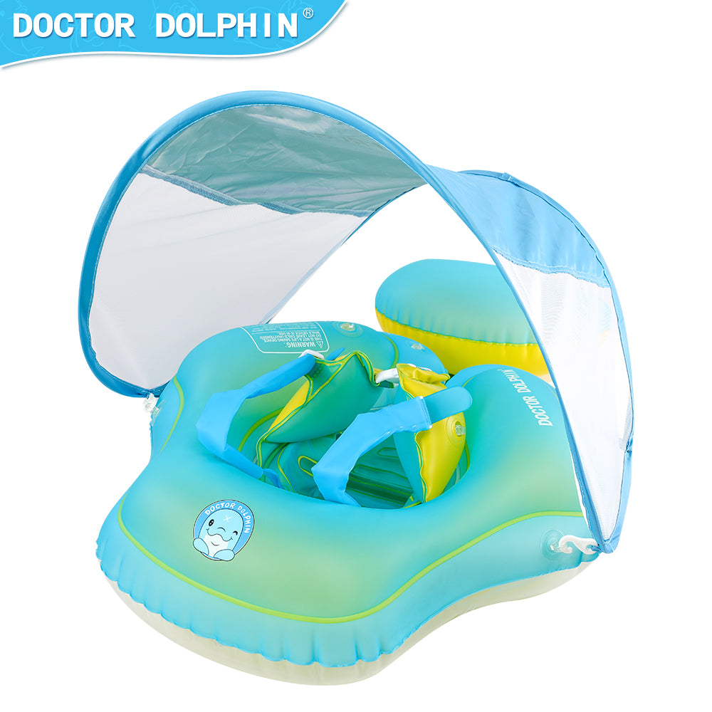 Doctor Dolphin Baby Pool Float with Sun-protect Canopy and Buoy Tail Design