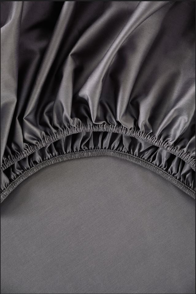 Panax 100% Cotton 80x80s/400TC Luxury Bed Sheet Set with Flat Sheet, Fitted Sheet & Pillowcases (Dark Grey)