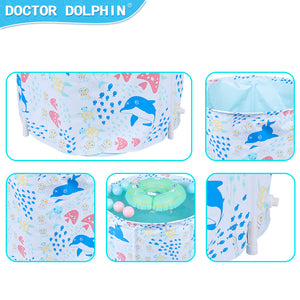 Doctor Dolphin Ground Round Baby Bucket Bubble Bath Swimming Pool with PVC Frame