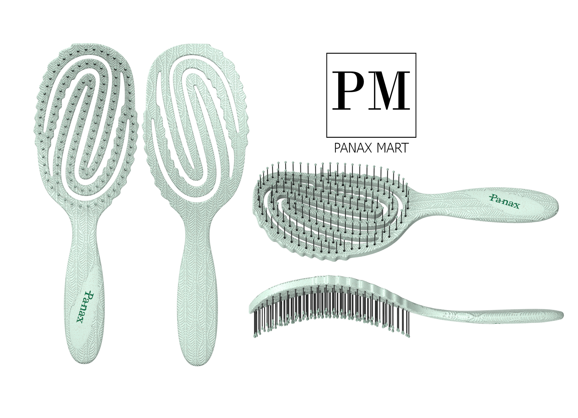 Panax Biodegradable Spiral Brush with Hook - Eco-Friendly Design for Gentle, Efficient Hair Detangling