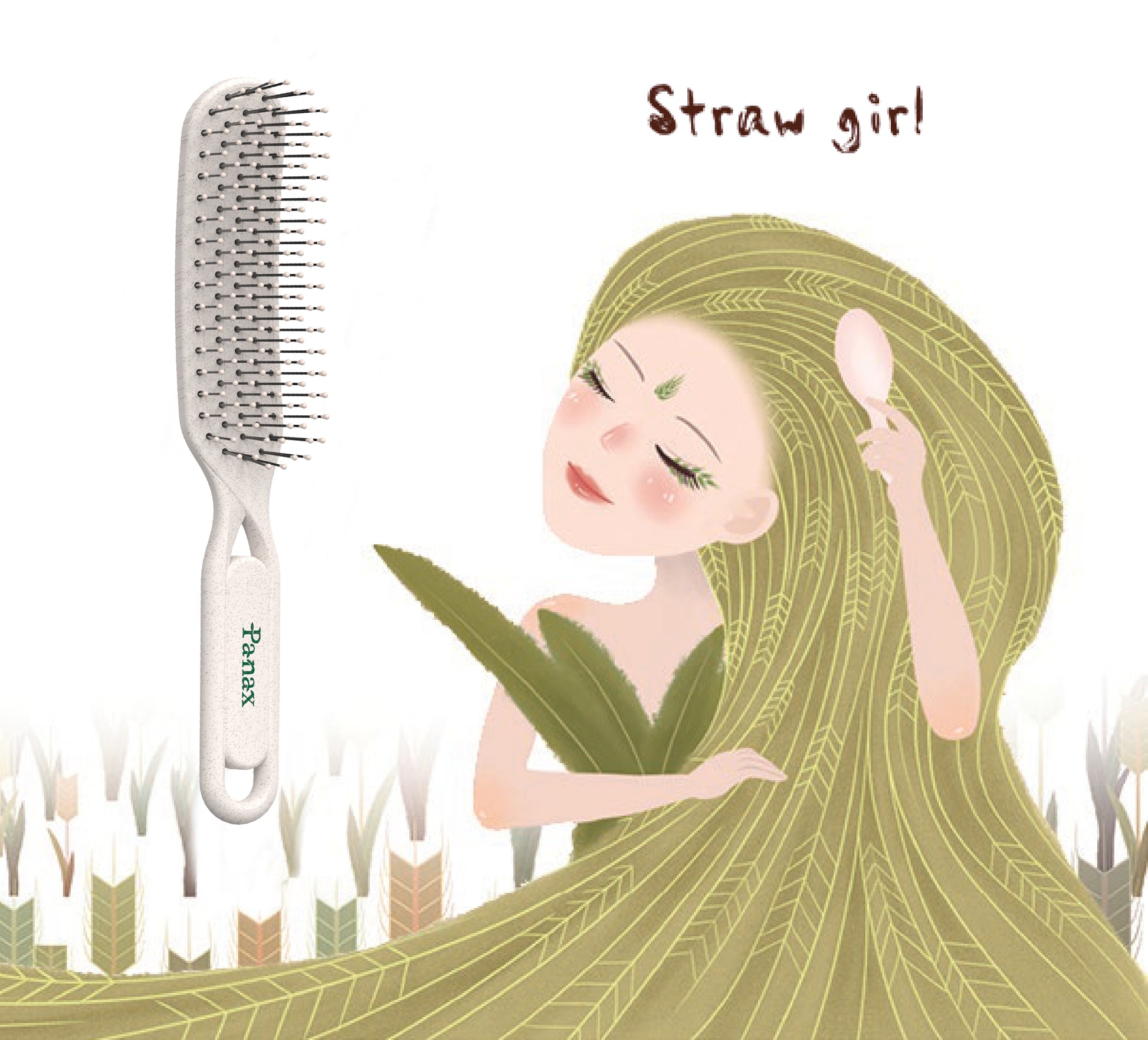 Panax Biodegradable Spiral Brush with Hook - Eco-Friendly Design for Gentle, Efficient Hair Detangling