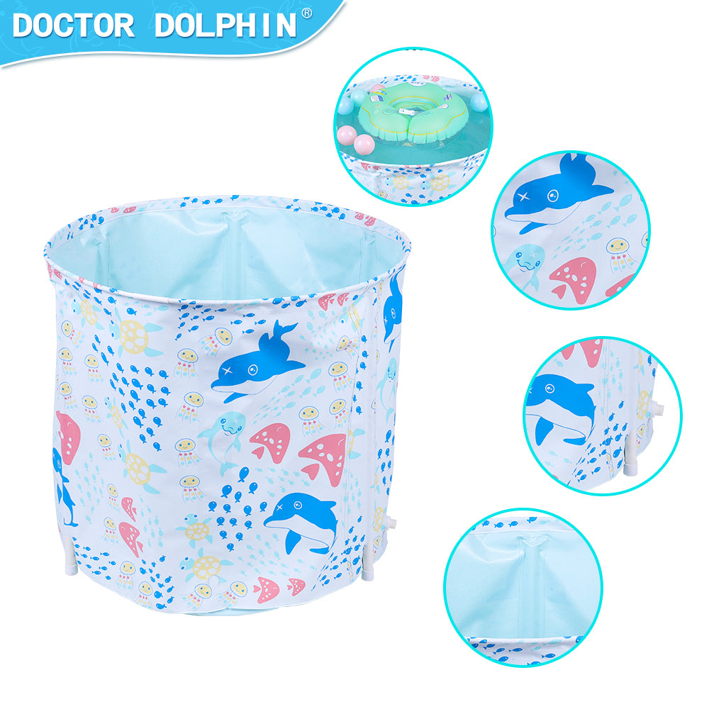 Doctor Dolphin Ground Round Baby Bucket Bubble Bath Swimming Pool with PVC Frame