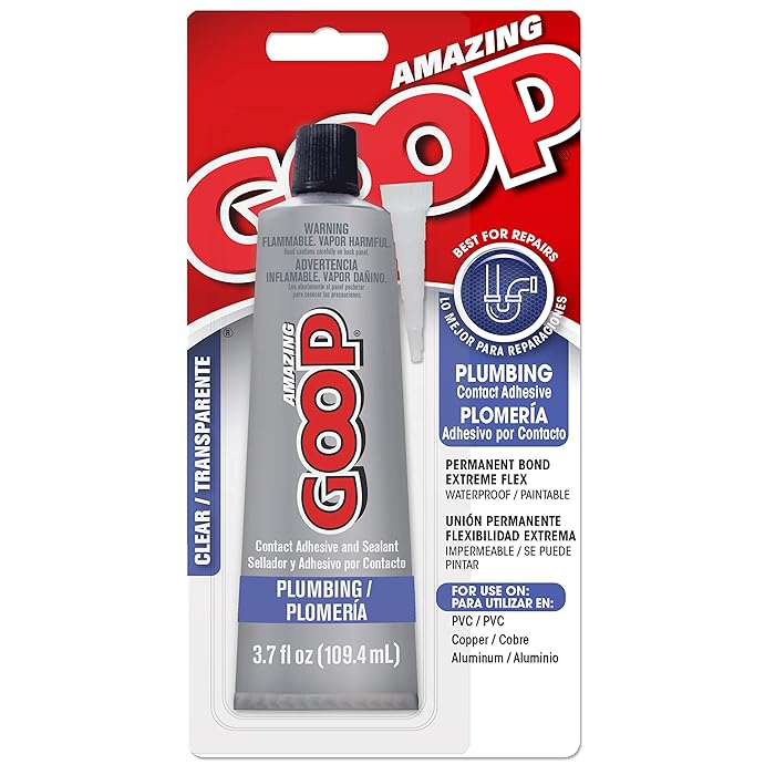 Panax Amazing GOOP Plumbing Adhesive, 3.7 fl. oz. (109.4mL) – Thread Tape & Paste for Hardware Clear/Transparent