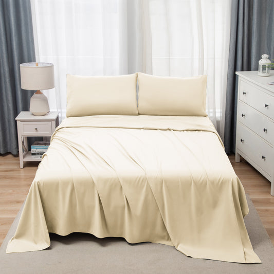 Panax Bedding Multi Size Bed Sheets Set - Brushed Microfiber - Shrinkage and Fade Resistant - Easy Care (Ivory)