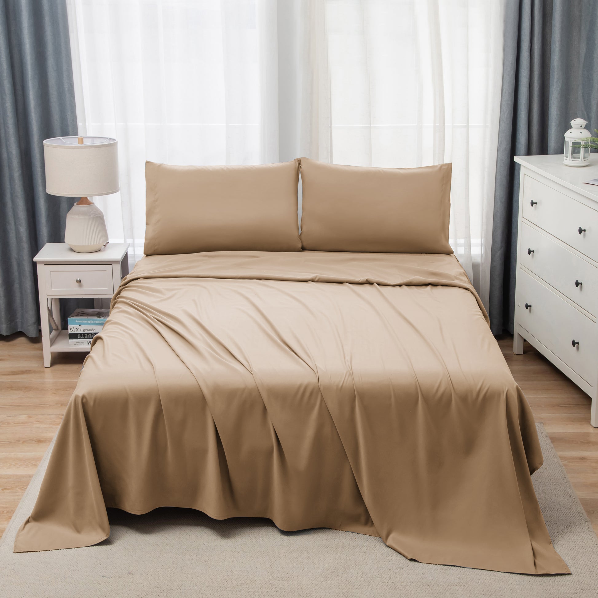 Panax Bedding Multi Size Bed Sheets Set - Brushed Microfiber - Shrinkage and Fade Resistant - Easy Care (Coffee)