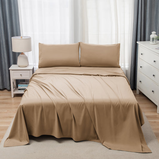 Panax Bedding Multi Size Bed Sheets Set - Brushed Microfiber - Shrinkage and Fade Resistant - Easy Care (Coffee)