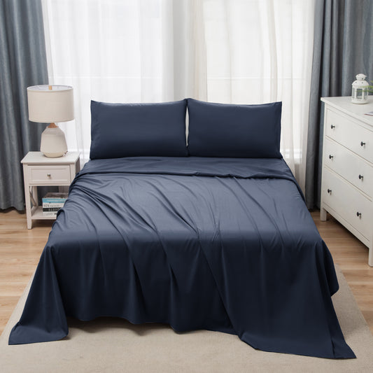 Panax Bedding Multi Size Bed Sheets Set - Brushed Microfiber - Shrinkage and Fade Resistant - Easy Care (Navy)