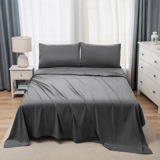 Panax Bedding Multi Size Bed Sheets Set - Brushed Microfiber - Shrinkage and Fade Resistant - Easy Care (Dark Grey)