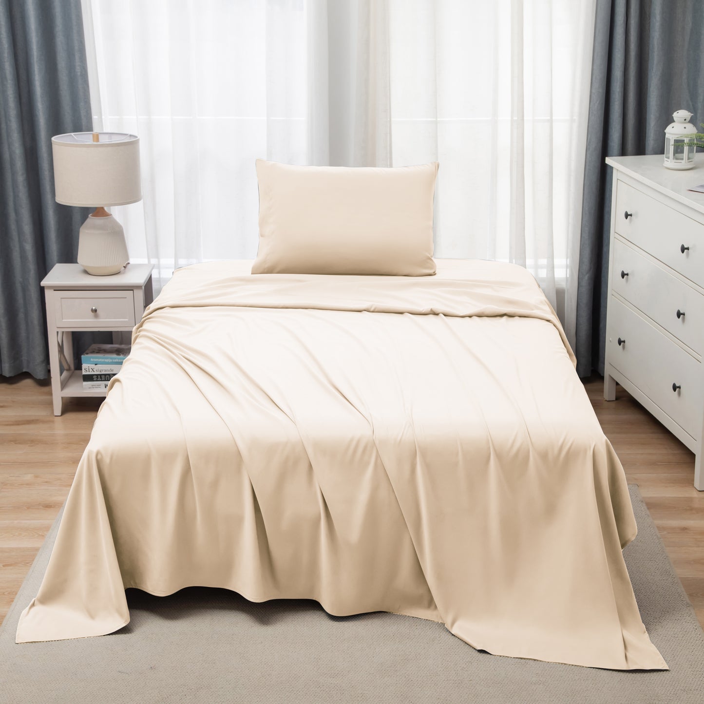 Panax Bedding Multi Size Bed Sheets Set - Brushed Microfiber - Shrinkage and Fade Resistant - Easy Care (Beige)