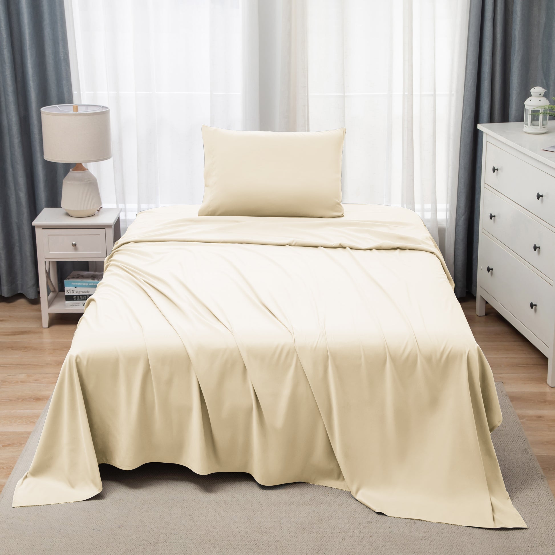 Panax Bedding Multi Size Bed Sheets Set - Brushed Microfiber - Shrinkage and Fade Resistant - Easy Care (Ivory)