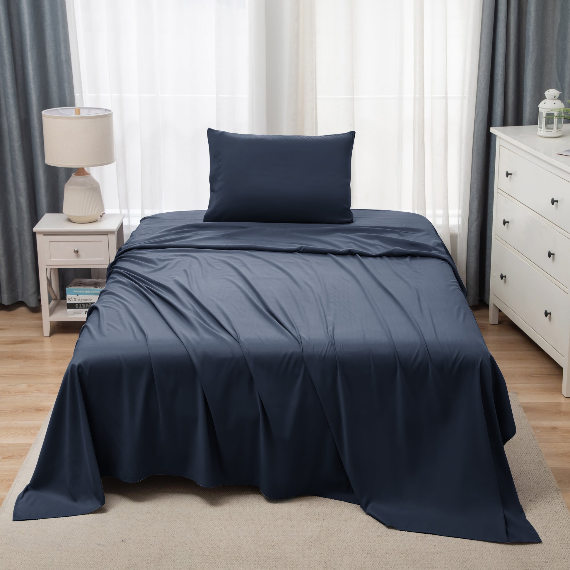 Panax Bedding Multi Size Bed Sheets Set - Brushed Microfiber - Shrinkage and Fade Resistant - Easy Care (Navy)