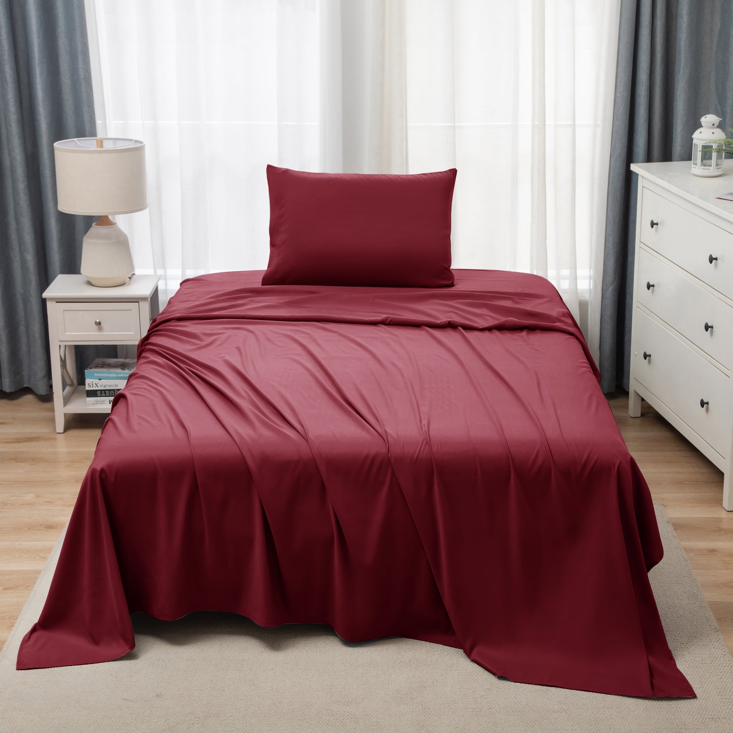 Panax Bedding Multi Size Bed Sheets Set - Brushed Microfiber - Shrinkage and Fade Resistant - Easy Care (Burgandy)