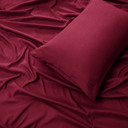 Panax Bedding Multi Size Bed Sheets Set - Brushed Microfiber - Shrinkage and Fade Resistant - Easy Care (Burgandy)