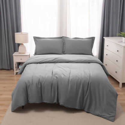 Panax Bedding Premium Microfiber Duvet Cover Set – Multi-Size, Soft, Durable & Easy Care (Light Grey)