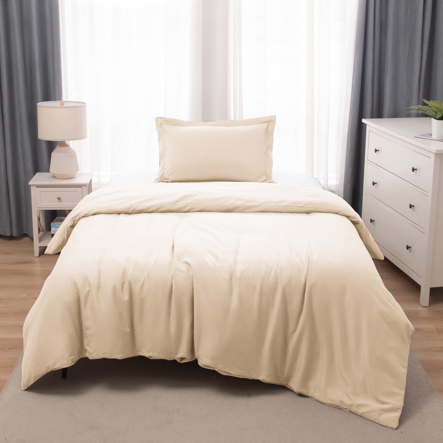 Panax Bedding Premium Microfiber Duvet Cover Set – Multi-Size, Soft, Durable & Easy Care (Ivory)