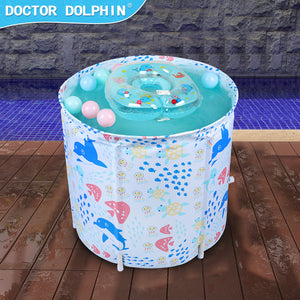 Doctor Dolphin Ground Round Baby Bucket Bubble Bath Swimming Pool with PVC Frame