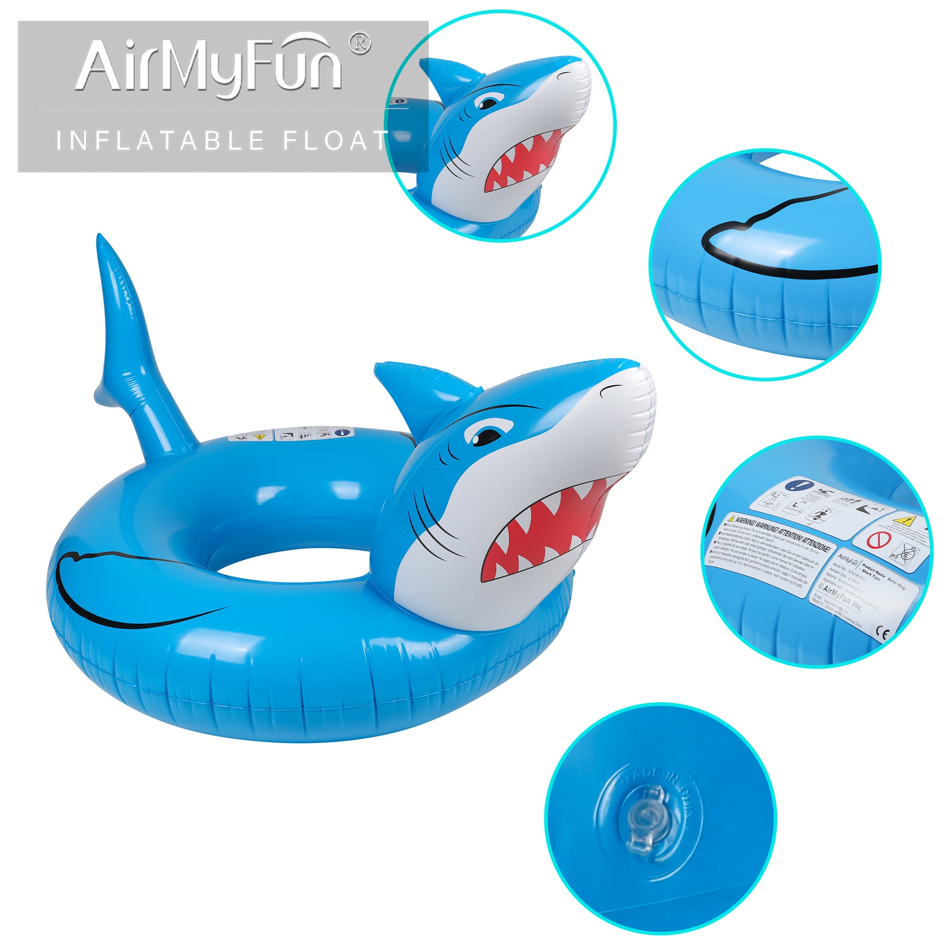 AirMyFun Shark Swim Ring 115 cm Long