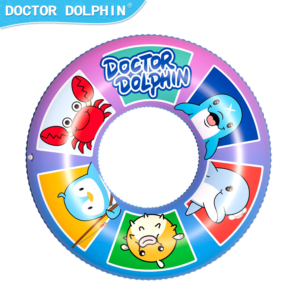 Doctor Dolphin Inflatable Swim Ring 60 cm for 4+ Years – Featuring Fun Designs: Dolphin, Shark, Penguin, and More