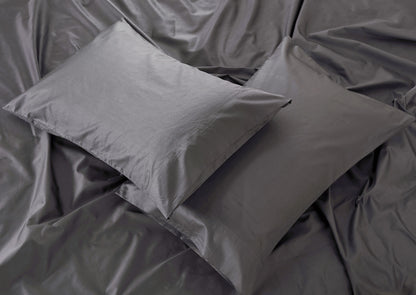Panax 100% Cotton 80x80s/400TC Luxury Bed Sheet Set with Flat Sheet, Fitted Sheet & Pillowcases (Dark Grey)