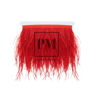 Red Ostrich Feather Fringe Trim Ribbon