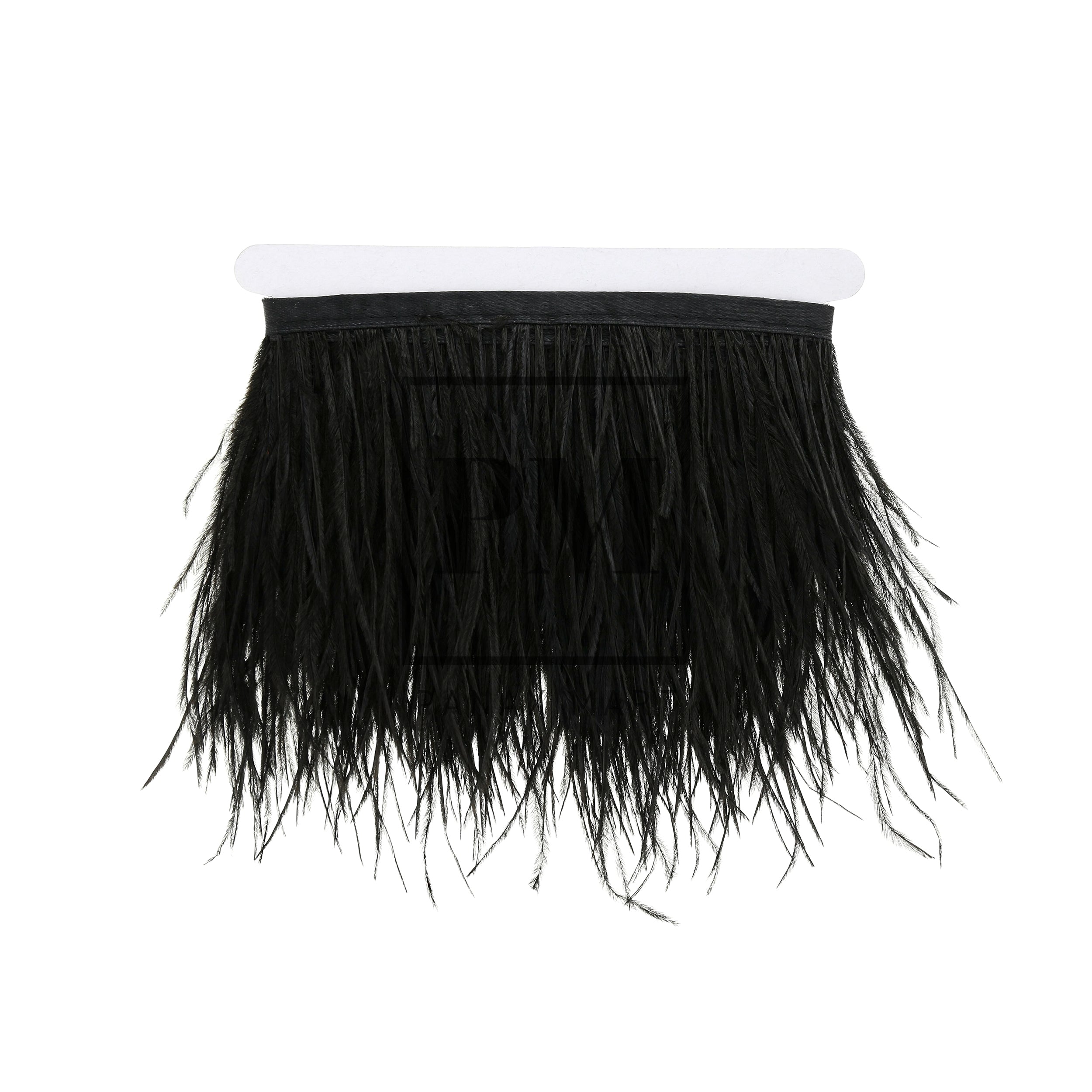 Black Ostrich Feather Trim for Dressmaking and Decor