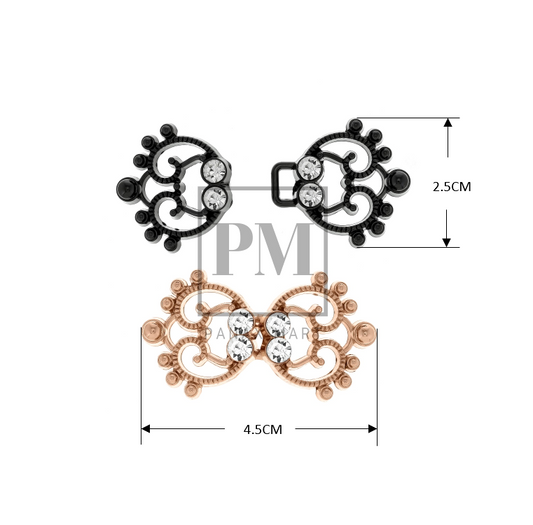 Metal Hook & Eye Fastener/Clasp with Crystals - Panax Mart